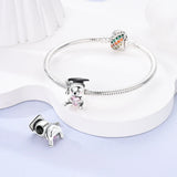 925 Sterling Silver Graduation Bear Charm for Bracelets Fine Jewelry Women Pendant
