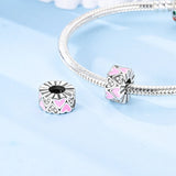 925 Sterling Silver Pink Hearts Spacer Charm for Bracelets Fine Jewelry Women
