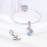 925 Sterling Silver Spring Butterflies Charm for Bracelets Fine Jewelry Pendant