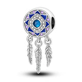 925 Sterling Silver Blue Dreamcatcher Charm for Bracelets Fine Jewelry Women