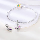 925 Sterling Silver Purple Fairy Charm for Bracelets Fine Jewelry Women Pendant