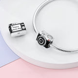 925 Sterling Silver Camera Charm for Bracelets Fine Jewelry Women