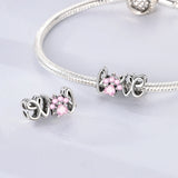 925 Sterling Silver Love Paw Print Charm for Bracelets Fine Jewelry Women