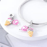 925 Sterling Silver Kitty Cat Cone Charm for Bracelets Fine Jewelry Women Pendant