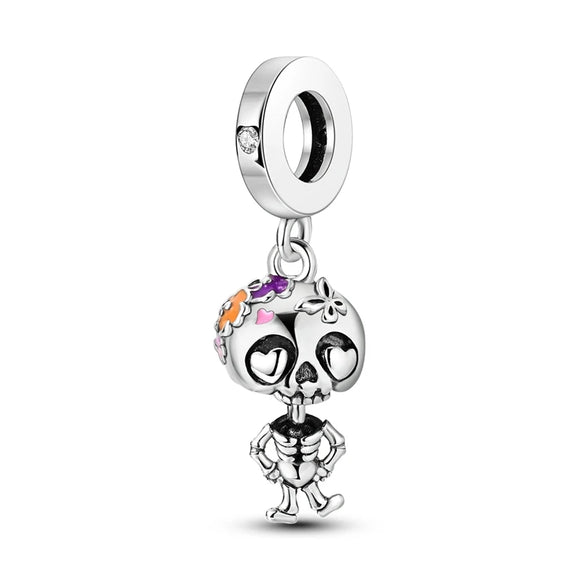 925 Sterling Silver Skeleton Charm for Bracelets Fine Jewelry Women Pendant