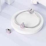 925 Sterling Silver Pink Perfume Charm for Bracelets Fine Jewelry Women