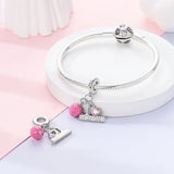 925 Sterling Silver I Love Basketball Charm for Bracelets Fine Jewelry Women Pendant