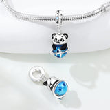 925 Sterling Silver Travel Panda Charm for Bracelets Fine Jewelry Women Pendant