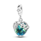 925 Sterling Silver Glow in the Dark Planet Earth Charm for Bracelets Jewelry Pendant