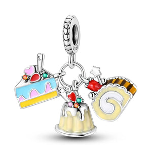 925 Sterling Silver Desserts and Pastries Charm for Bracelets Fine Jewelry Women Pendant