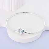 925 Sterling Silver Heart and Butterflies Clasp Bracelet for Charms Jewelry Women