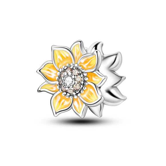 925 Sterling Silver Sunflower Charm for Bracelets Fine Jewelry Women