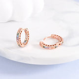 925 Sterling Silver Colorful Sparkle Gold Plated Hoop Earrings Jewelry Women