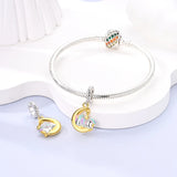 925 Sterling Silver Unicorn on the Moon Charm for Bracelets Fine Jewelry Women Pendant