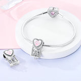 925 Sterling Silver Cats on a Swing Charm for Bracelets Jewelry Women Pendant