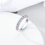 925 Sterling Silver Rainbow Ring Fine Jewelry Women