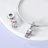 925 Sterling Silver Kitty Cat with Yarn Charm for Bracelets Fine Jewelry Women Pendant