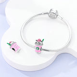 925 Sterling Silver Kitty Charm for Bracelets Fine Jewelry Women Pendant