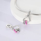 925 Sterling Silver Love Hearts Charm for Bracelets Fine Jewelry Women Pendant