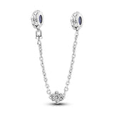 925 Sterling Silver Flower Safety Chain Charm for Bracelets Fine Jewelry Women