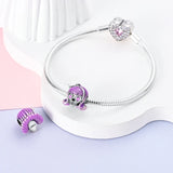 925 Sterling Silver Purple Skull Charm for Bracelets Fine Jewelry Women