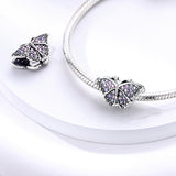 925 Sterling Silver Purple Butterfly Charm for Bracelets Fine Jewelry Pendant