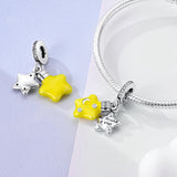 925 Sterling Silver Shiny Star Charm for Bracelets Fine Jewelry Women Pendant