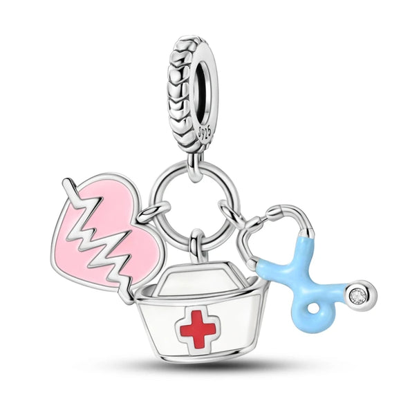 925 Sterling Silver Nurses Heal the Soul Charm