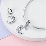 925 Sterling Silver Man on the Moon Charm for Bracelets Fine Jewelry Women Pendant