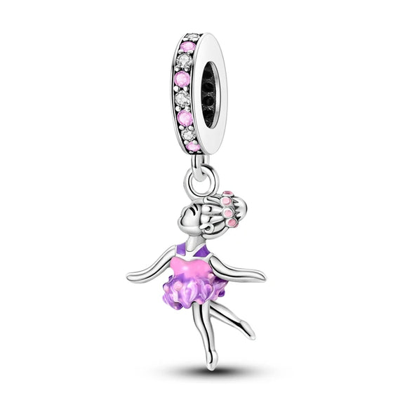 925 Sterling Silver Ballerina Charm for Bracelets Fine Jewelry Women Pendant