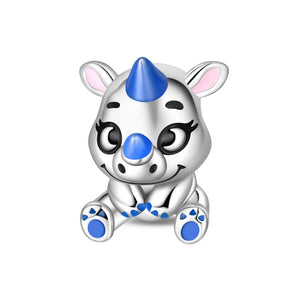 925 Sterling Silver Baby Rhinoceros Charm for Bracelets Fine Jewelry Women