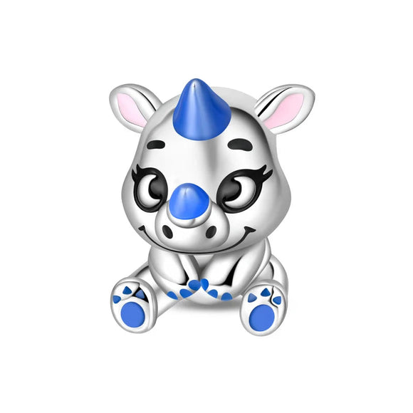 925 Sterling Silver Baby Rhinoceros Charm for Bracelets Fine Jewelry Women