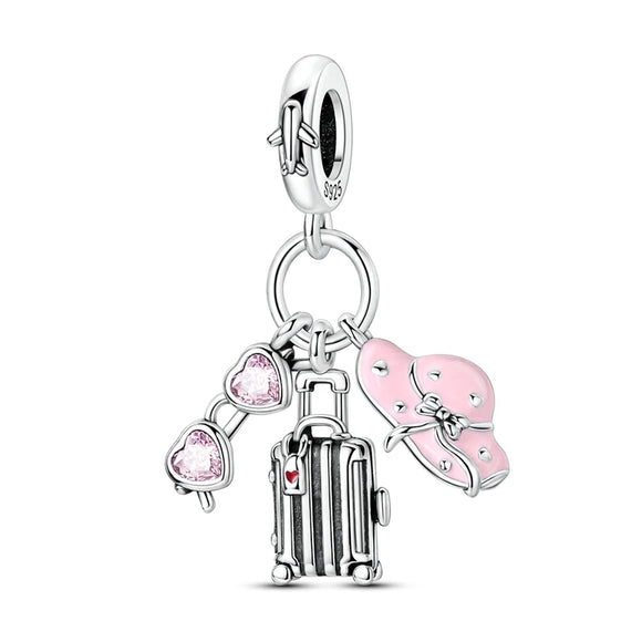 925 Sterling Silver Summer Travel Charm for Bracelets Fine Jewelry Women Pendant
