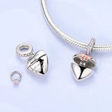 925 Sterling Silver Engagement Heart Charm for Bracelets Fine Jewelry Women Pendant