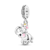 925 Sterling Silver Mama and Baby Elephant Charm for Bracelets Fine Jewelry Women Pendant