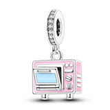 925 Sterling Silver Microwave Oven Charm for Bracelets Fine Jewelry Women Pendant