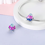 925 Sterling Silver Spaceship Charms for Bracelets Fine Jewelry Women Pendant