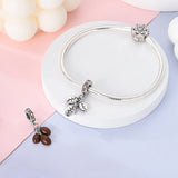 925 Sterling Silver Coffee Beans Charm for Bracelets Fine Jewelry Women Pendant