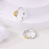 925 Sterling Silver Sunflower Ring Fine Jewelry Women