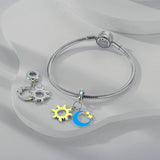 925 Sterling Silver Glow in the Dark Sun and Moon Charm for Bracelets Jewelry Pendant