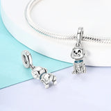 925 Sterling Silver Puppy Charm for Bracelets Fine Jewelry Women Pendant
