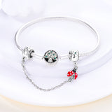 925 Sterling Silver Ladybug Safety Chain Charm for Bracelets Fine Jewelry Women