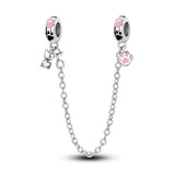 925 Sterling Silver Kitty Cat Safety Chain Charm for Bracelets Jewelry Women
