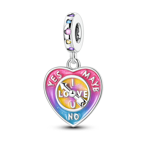 925 Sterling Silver I Love You Charm for Bracelets Fine Jewelry Women Pendant