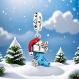925 Sterling Silver Christmas Stocking Charm for Bracelet Fine Jewelry Women Pendant