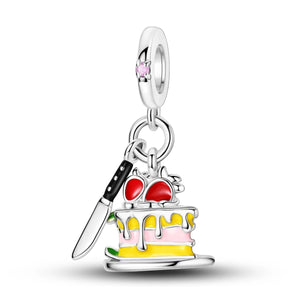 925 Sterling Silver Cake Charm for Bracelets Fine Jewelry Women Pendant