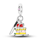 925 Sterling Silver Cake Charm for Bracelets Fine Jewelry Women Pendant