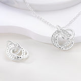 925 Sterling Silver White Sparkle Hoop Necklace Fine Jewelry Women Pendant