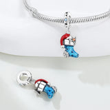 925 Sterling Silver Christmas Stocking Charm for Bracelet Fine Jewelry Women Pendant