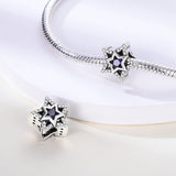 925 Sterling Silver Blue Star Charm for Bracelets Fine Jewelry Women Pendant